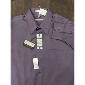 NWT Geoffrey Beene Mens Dress Shirt XL  17 32/33 Purple Rain Sateen Long Sleeve